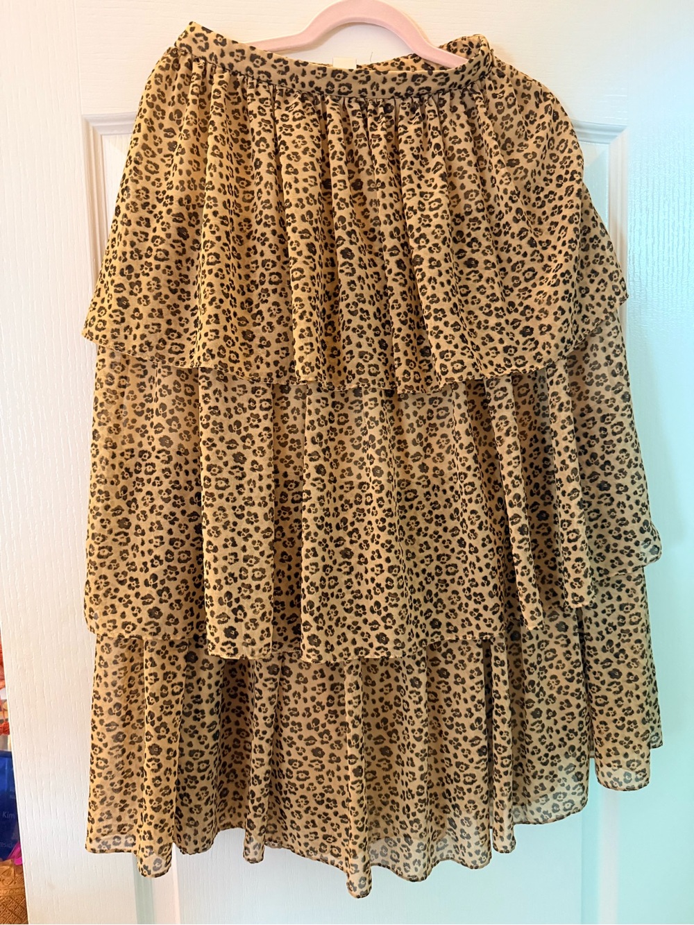 Rachel Parcell Leopard Tiered Maxi Skirt in Tan and Black